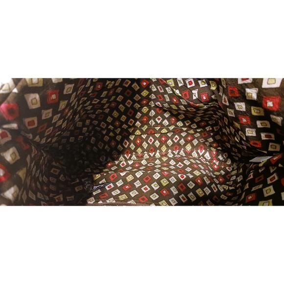 Vera Bradley Pucini Curvy XL Tote Bag Brown, Red, Yellow, White Retired Pattern - Picture 6 of 6